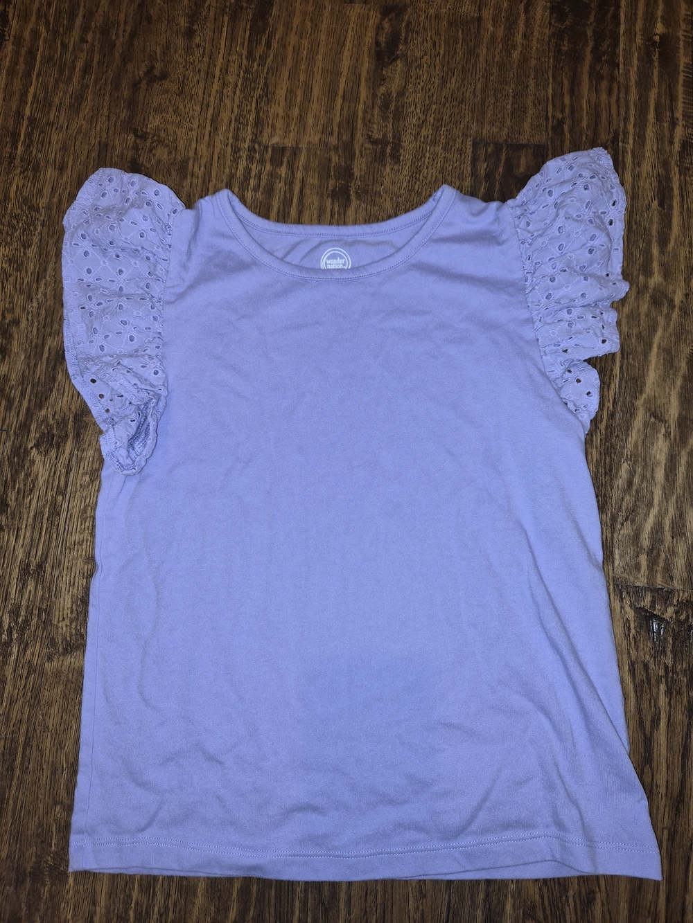 Girkls Wonder Nation Lavender lilac Purple Eyelet Flutter Short Sleeve Top 10-12